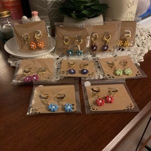 *3 for $20* Beaded Flower Huggie Hoop Earrings